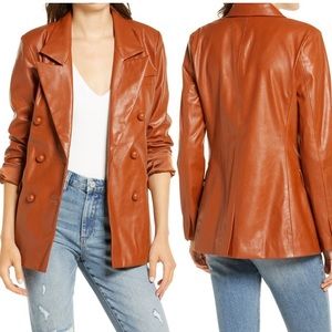 BlankNYC faux brown leather blazer